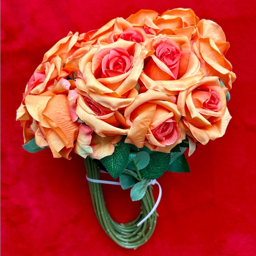 Vibrant Orange and Pink Rose Bouquet